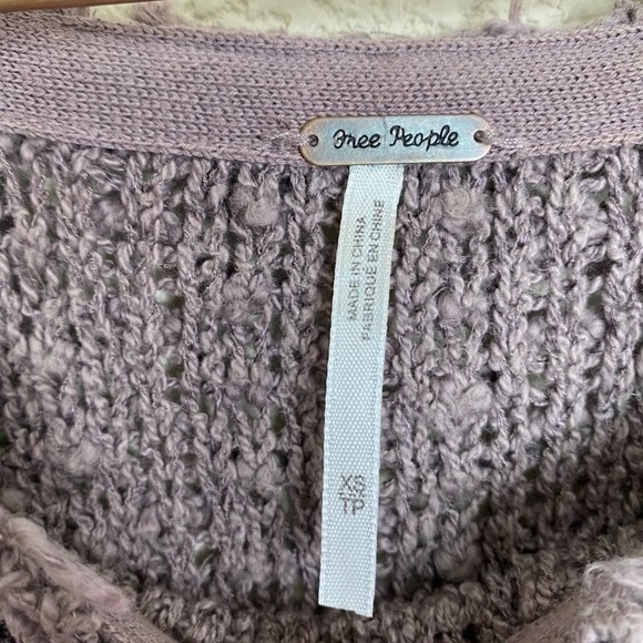 Free People Wavy Knit Oversized Sweater Womens XS Lavender Flared Sleeve Boxy - Picture 7 of 9